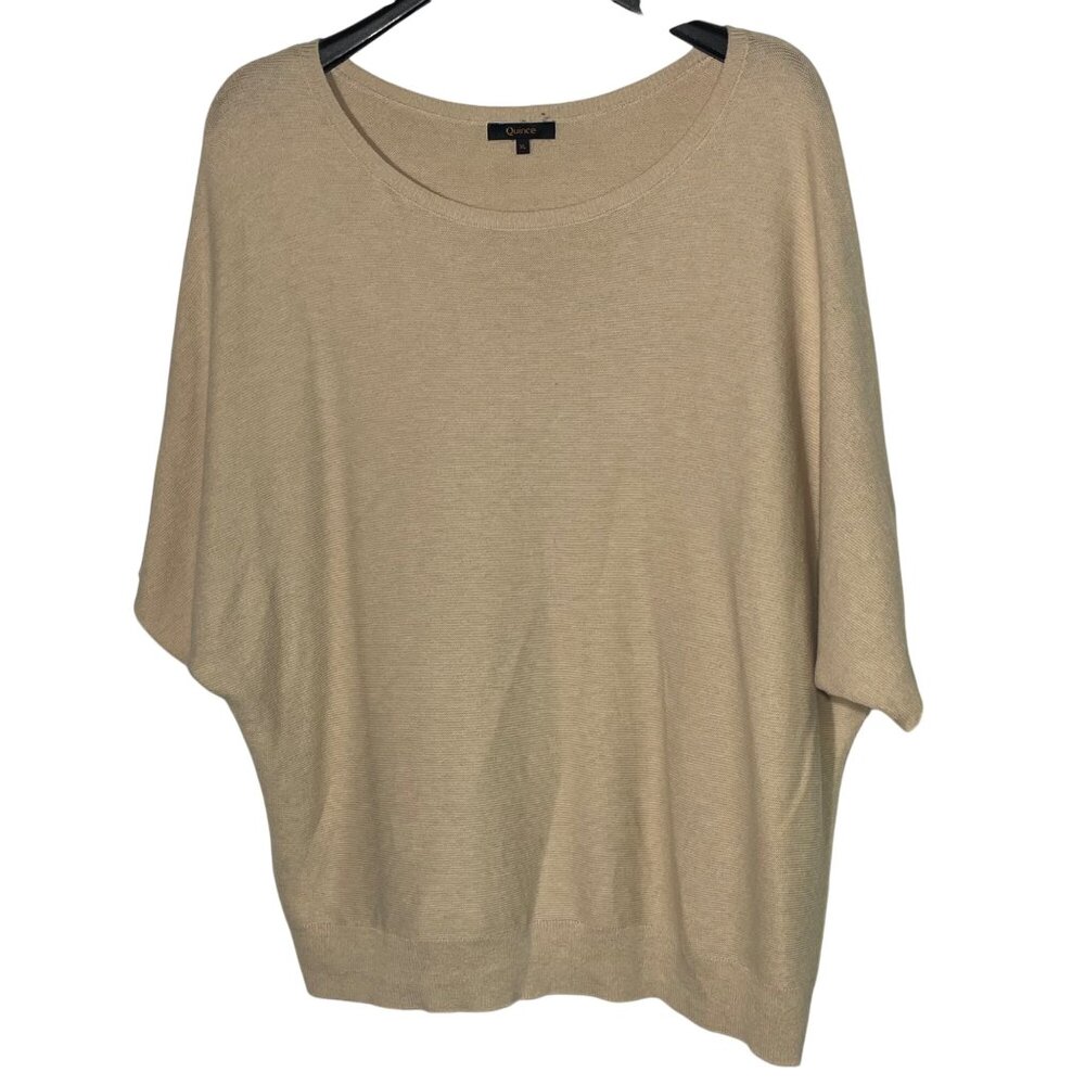 Quince Oversized Short Sleeve Sweater in Beige
